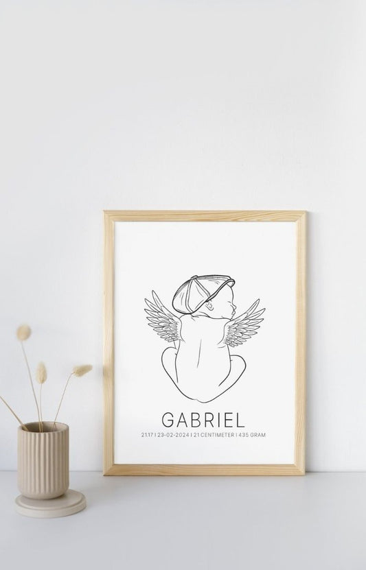 Sixpence Fødselsplakat for et englebarn A3