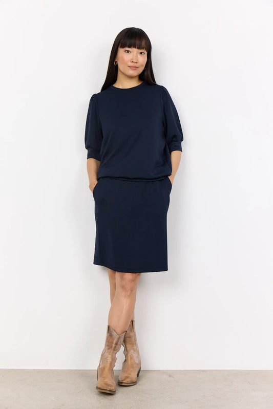 T-shirt med pufærmer (navy)