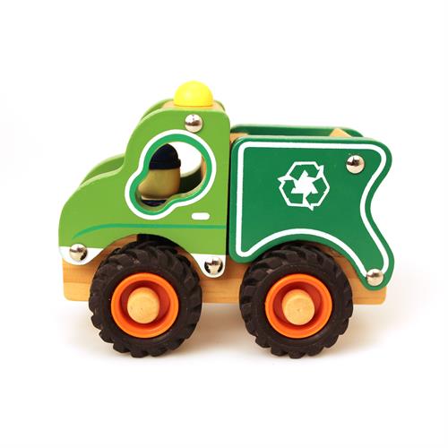 Skraldevogn i træ med gummihjul