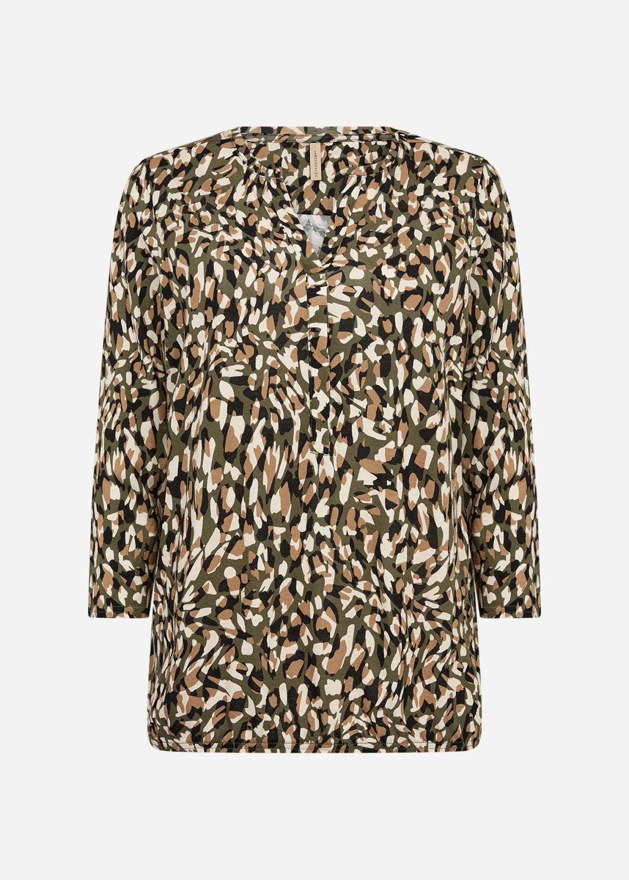 Bluse med mønster oliven