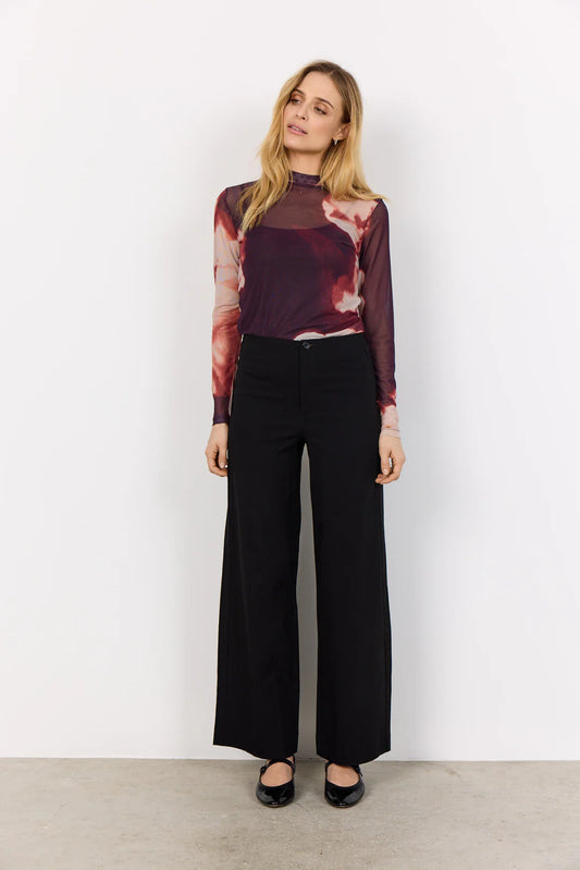 Mesh bluse med mønster