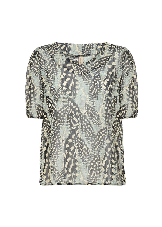 Let tshirt med mønster i støvet grøn