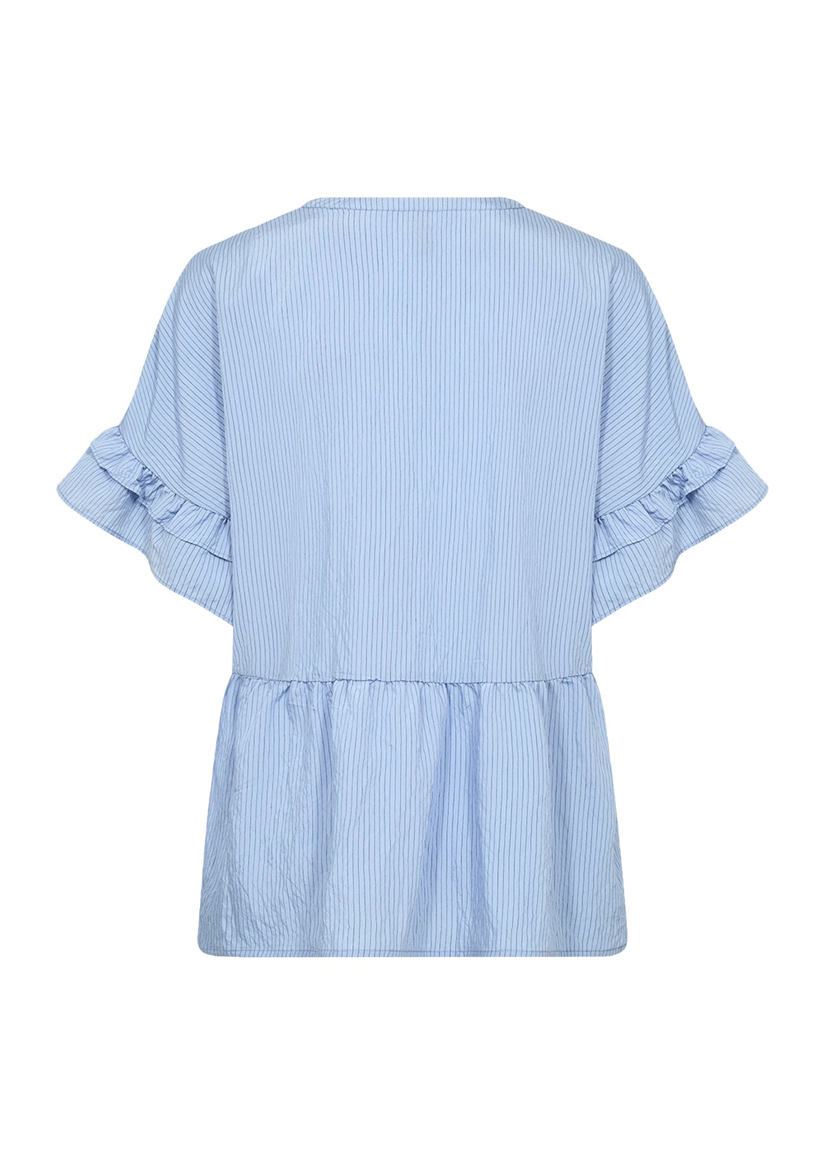 Bluse med flæser (lyseblå)