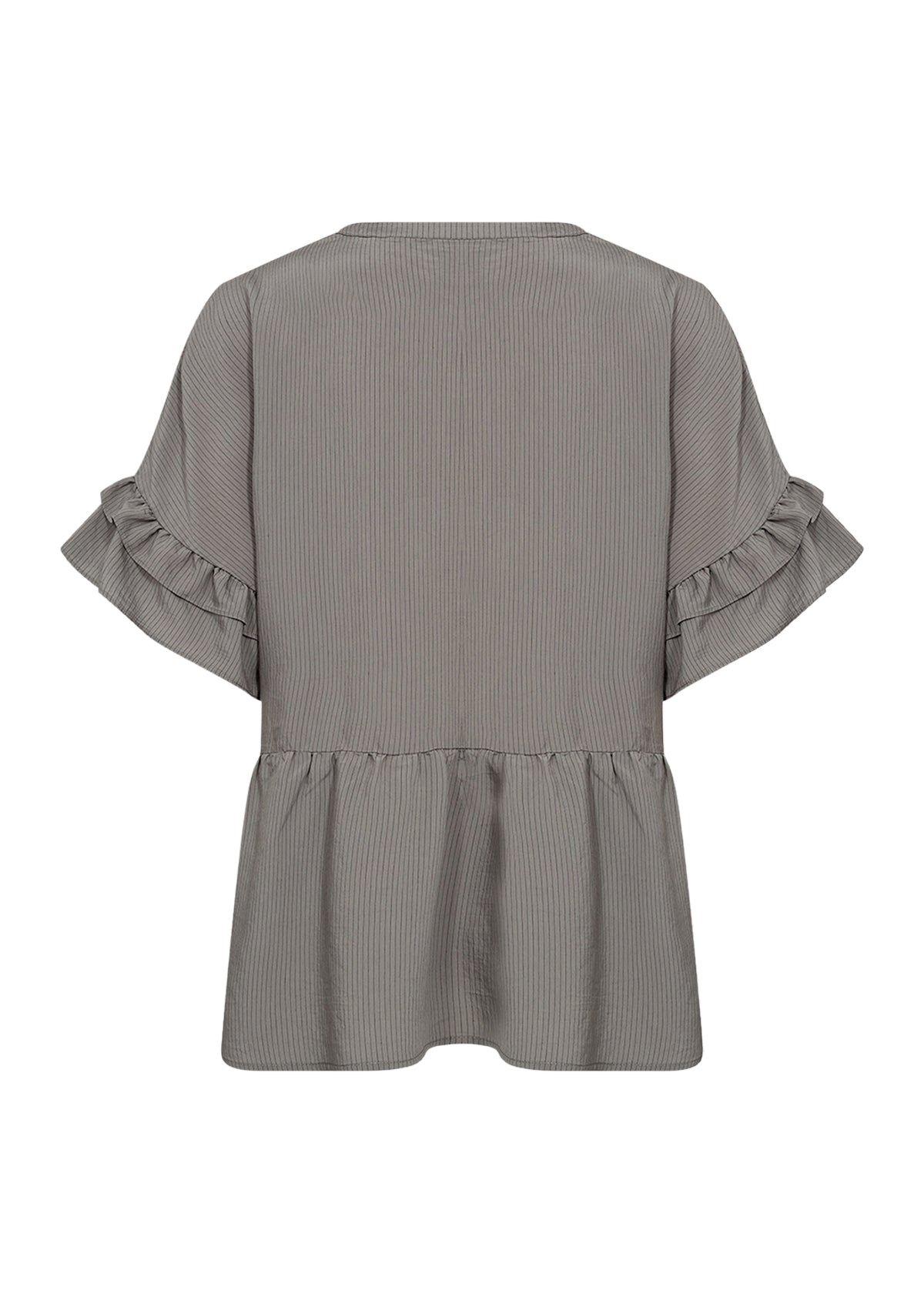 Bluse med flæser (støvet grøn)