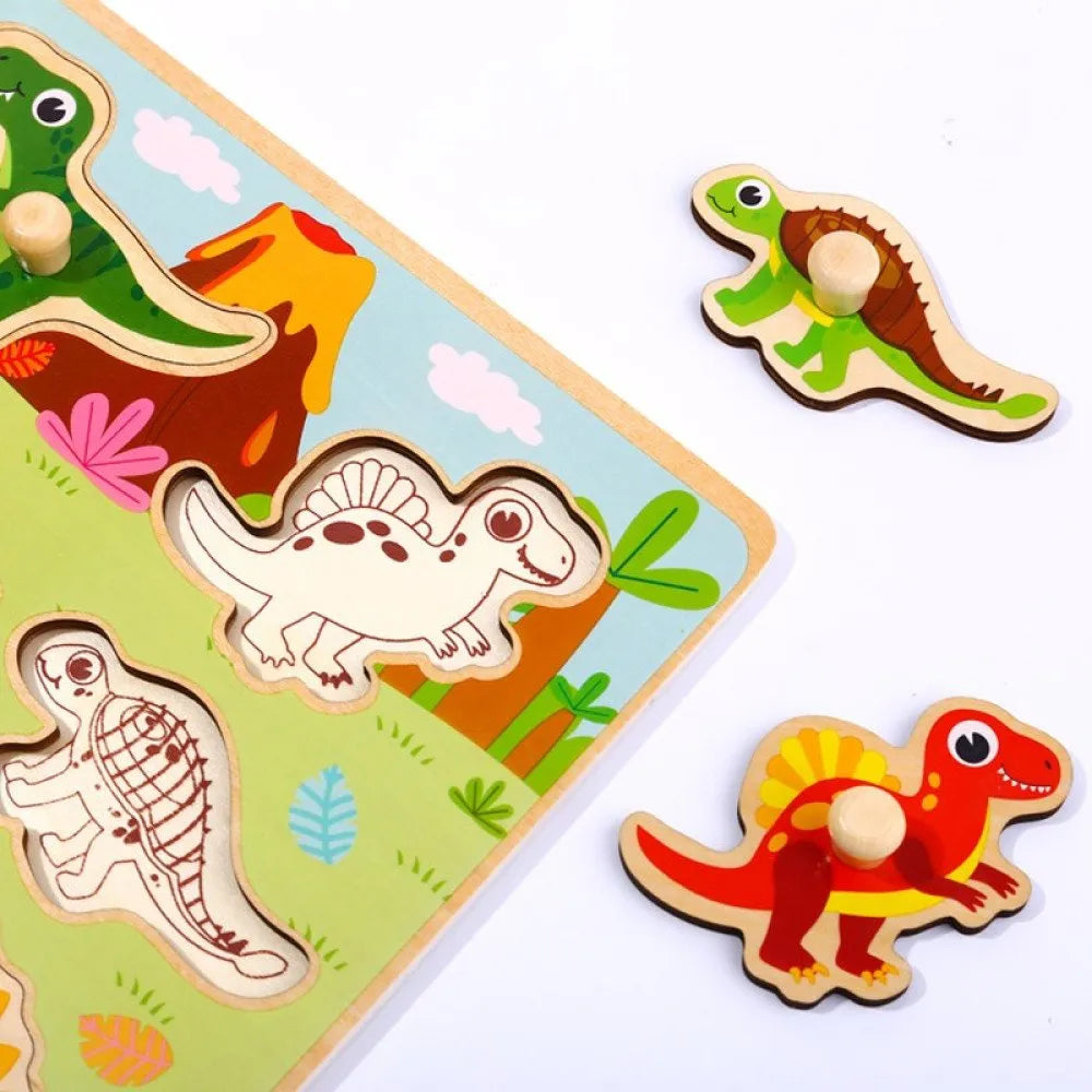 Knop-puslespil med dinosaurer