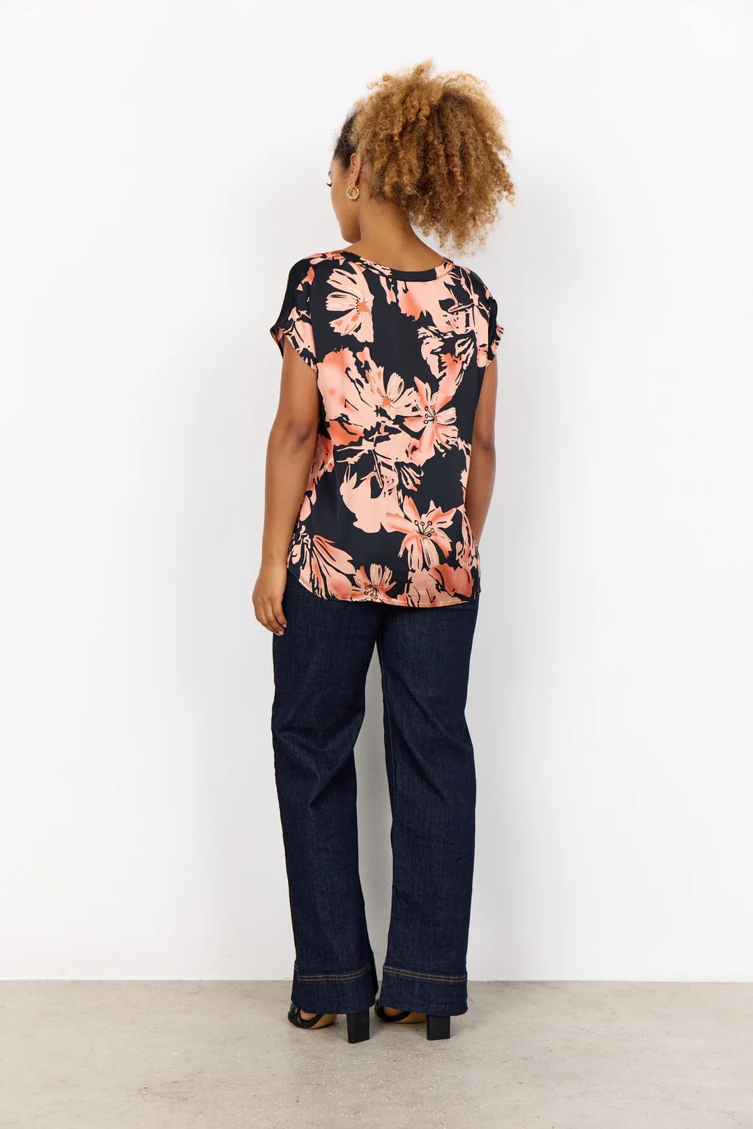 Bluse koral blomster