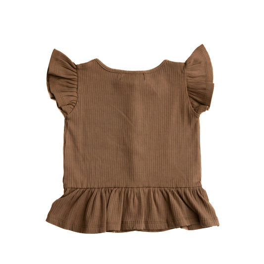 Sommertop med flæseærmer