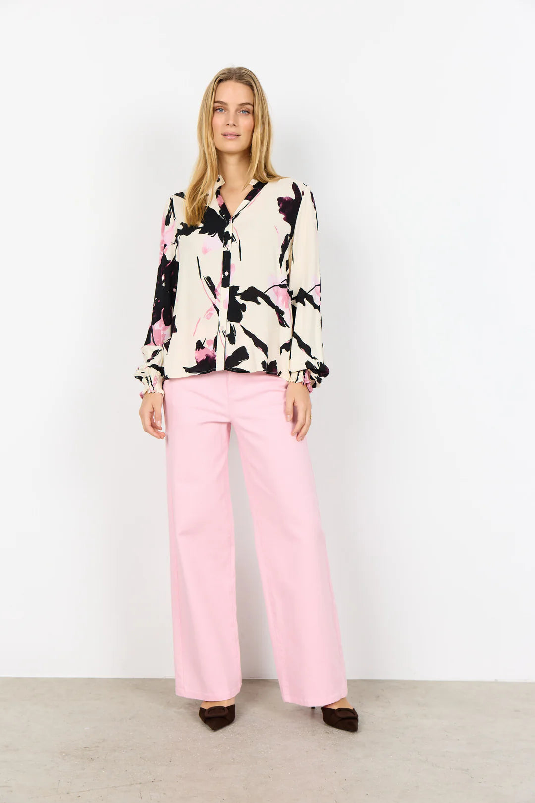 Jeans med vidde (lyserød)